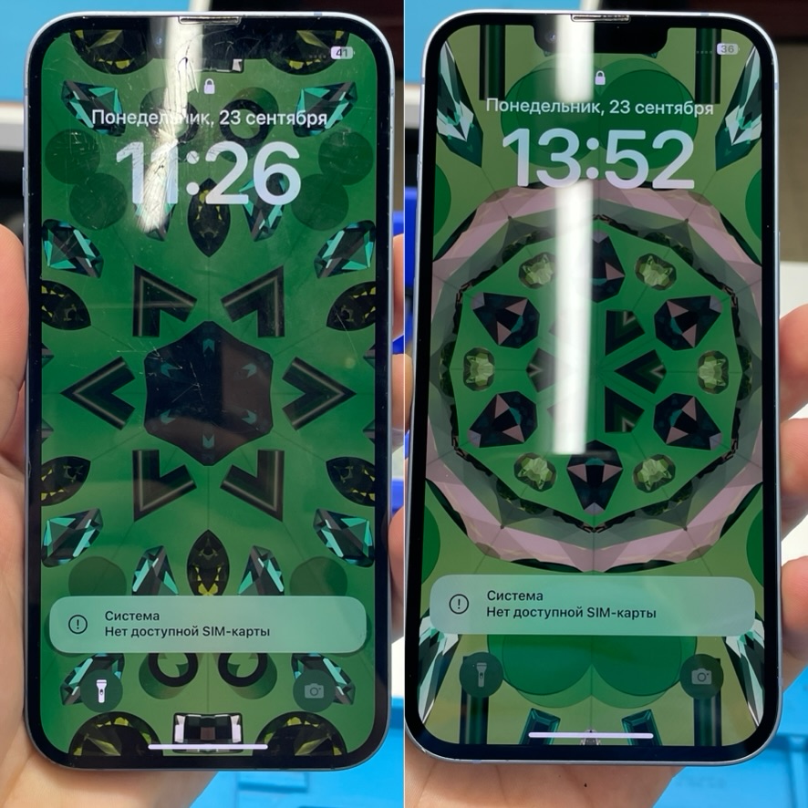 iPhone до и после ремонта дисплея